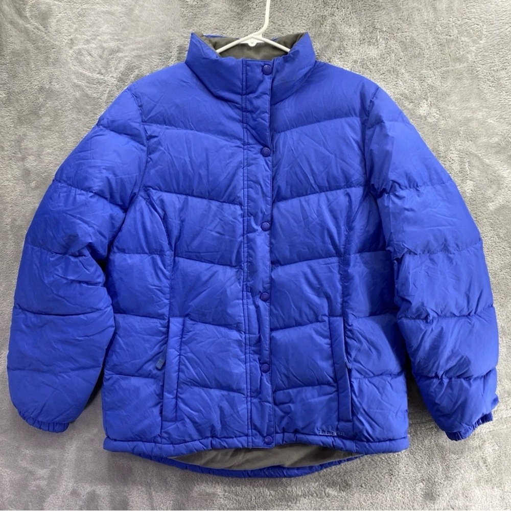 LL Bean Jacket Mens Large Blue Puffer Goose Down Insulated Trail Downtek Light